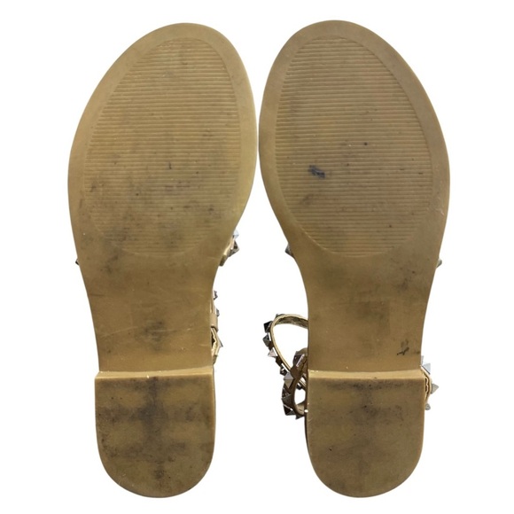 Steve Madden Womens Travel Rock Stud Sandals No Size Tan Gladiator Flats READ - Picture 3 of 12